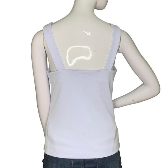 Ann Taylor Periwinkle Preppy Top Size S Sleeveless Mock Button Down - Picture 5 of 8